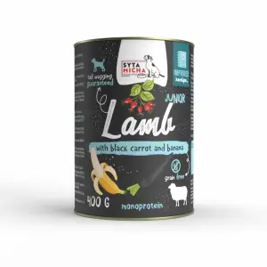 Karma mokra dla szczeniąt jagnięcina z czarną marchwią i bananem 400g