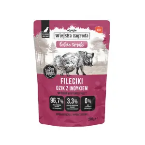 Wiejska Zagroda Karma mokra dla psa Fileciki Dzik z indykiem Leśne smaki (dorosły) 280g