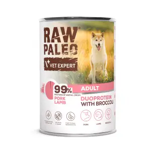 RAW PALEO mokra karma dla psów dorosłych duoproteina wieprzowina z jagnięciną 400g