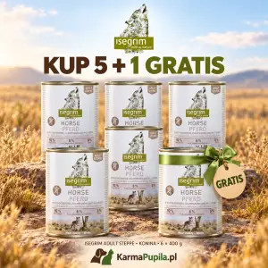 Karma mokra dla psa Isegrim I Konina, aronia, grzyby i dzikie zioła dla psów dorosłych 400g PROMOCJA 5 + 1 GRATIS
