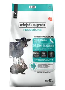 Wiejska Zagroda Karma sucha dla psa Receptura Cielęcina z królikiem Wsparcie mikrobiomu 12 kg 